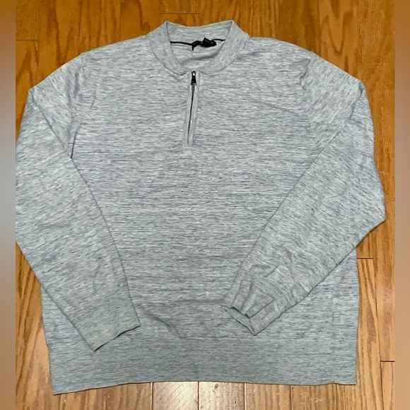 Men's XL Cotton Blue Grey Heather Banana Republic 1/4 Zip Collarless Sweater - Picture 1 of 13